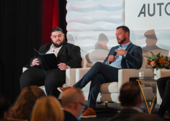 Left to right: Johnnie Martinez II, Deputy Editor, Auto Finance News and Justin Buzzell, Vice President of Financial Services, Morgan Automotive Group