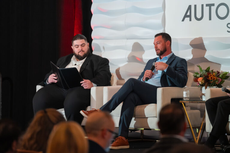 Left to right: Johnnie Martinez II, Deputy Editor, Auto Finance News and Justin Buzzell, Vice President of Financial Services, Morgan Automotive Group